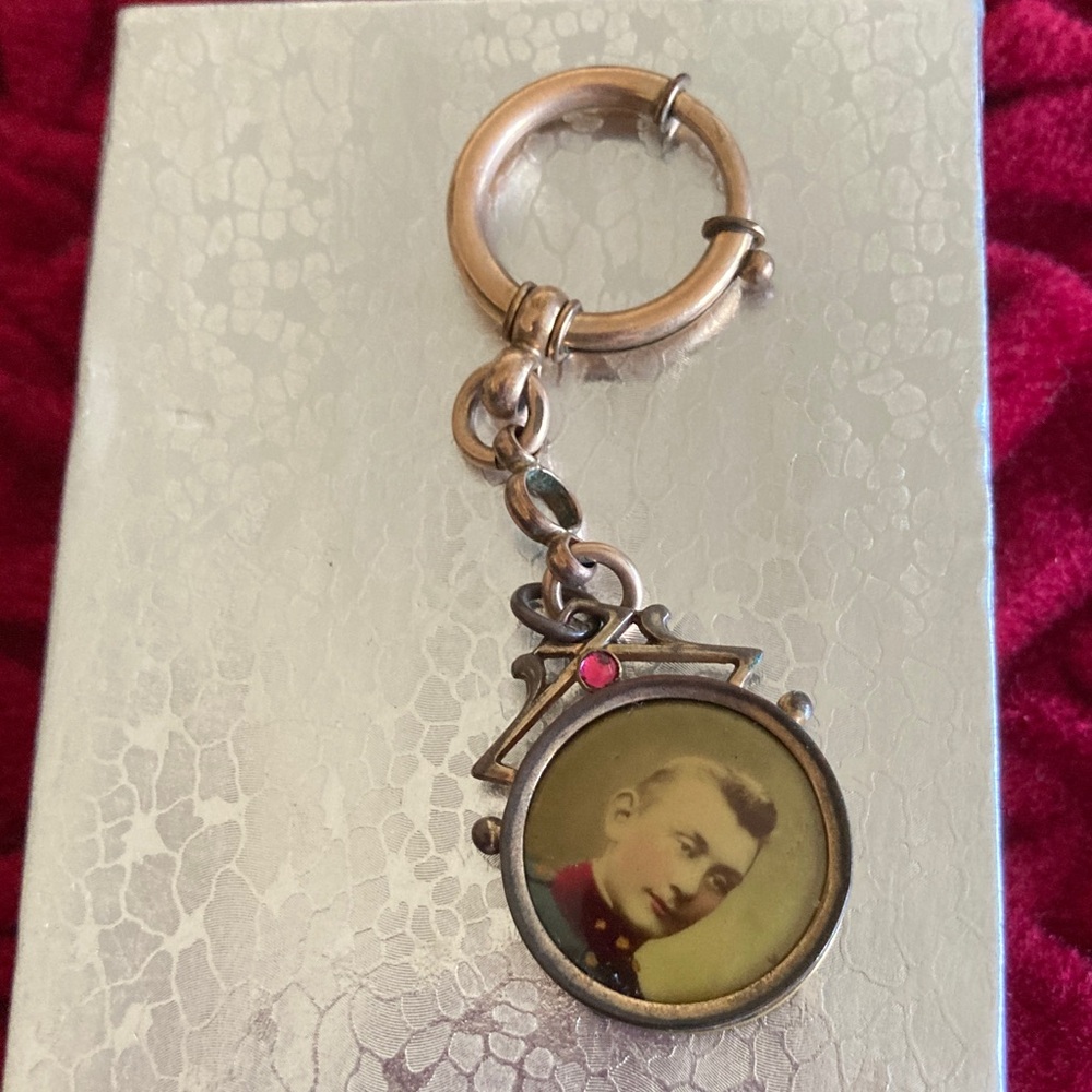 Vintage Gold double sided Keychain with Portrait Charm